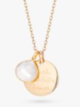 Merci Maman Personalised Moonstone Gemstone Necklace, Gold