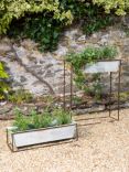Nkuku Narlu Wide Freestanding Window Box Outdoor Planter, W62cm, Aged Zinc