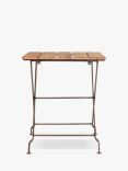 Nkuku Rishikesh Folding Iron & Reclaimed Wood Garden Bistro Table, Brown/Natural