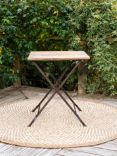 Nkuku Rishikesh Folding Iron & Reclaimed Wood Garden Bistro Table, Brown/Natural