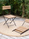 Nkuku Rishikesh Folding Iron & Reclaimed Wood Garden Bistro Chair, Brown/Natural