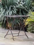 Nkuku Ekete Folding Square Iron Garden Bistro Table, 65cm, Nearly Black