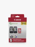 Canon PG-510/CL-511 Inkjet Printer Cartridge Multipack, Pack of 2, with GP-501 Glossy Photo Paper, 10 x 15cm, 50 Sheets