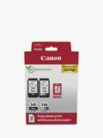 Canon PG-545/CL-546 Inkjet Printer Cartridge Multipack, Pack of 2, with GP-501 Glossy Photo Paper, 10 x 15cm, 50 Sheets