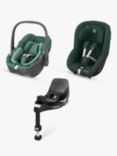 Maxi-Cosi Pebble 360 and Pearl 360 Car Seats with Familyfix 360 Base Family Bundle, Essential Green