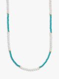 Daisy London Turquoise and Pearl Beaded Necklace, Gold