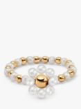 Daisy London Shrimps Pearl Beaded Flower Ring, Gold