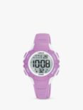 Lorus R2369PX9 Kids' Digital Silicone Strap Watch, Light Purple