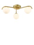 Där Orlena 3 Arm Opal Glass Semi Flush Ceiling Light, Gold