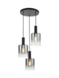 Där Savannah 3 Pendant Cluster Ceiling Light, Black/Smoked