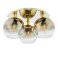 Där Lycia Flush 3 Arm Mirror Ceiling Light, Gold/Ombre