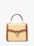 Aspinal of London Midi Mayfair Raffia Cross Body Bag, Natural/Tan