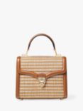 Aspinal of London Midi Mayfair Raffia Cross Body Bag, Tan/Multi