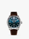 Alpina AL-525NS5AQ6 Men's Alpiner Automatic Date Leather Strap Watch, Brown/Blue