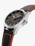 Alpina AL-525BBG4S26 Men's Startimer Pilot Automatic Date Leather Strap Watch, Black