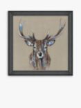 John Lewis Louise Luton 'Hearty Stag' Framed Print, 83 x 83cm, Brown/Multi