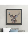 John Lewis Louise Luton 'Hearty Stag' Framed Print, 83 x 83cm, Brown/Multi