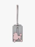 Mulberry Poodle Leather Luggage Tag, Pale Grey/Powder Rose