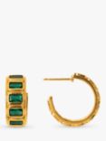 Orelia Crystal Baguette Medium Hoop Earrings, Gold/Green