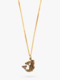 L & T Heirlooms Second Hand 9ct Yellow Gold and Rhodium Plated Aquarius Pendant Necklace, Gold