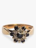 L & T Heirlooms Second Hand 9ct Yellow Gold Diamond and Sapphire Cluster Ring, Dated Circa 1979, Gold