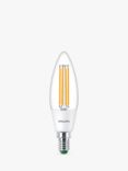 Philips Ultra Efficient 2.3W E14 LED Candle Bulb, Pack of 2, White/Clear