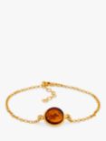 Be-Jewelled Baltic Cognac Amber Cabochon Chain Bracelet, Gold
