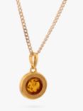 Be-Jewelled Baltic Cognac Amber Textured Pendant Necklace, Gold