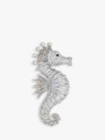 Jon Richard Silver Plated Crystal Seahorse Brooch, Silver
