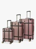 Rock Vintage 8-Wheel Hard Shell Suitcase, Set of 3, Pink