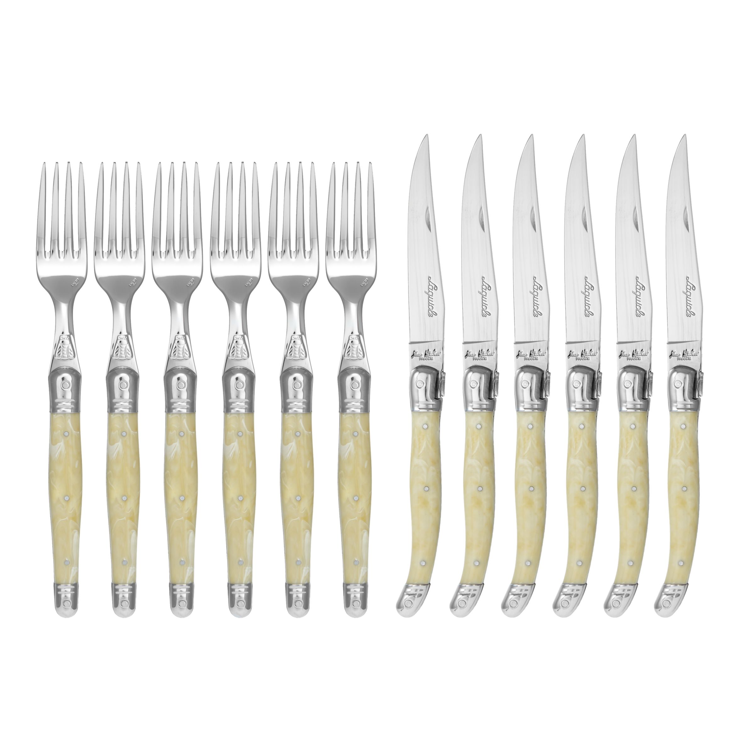 Laguiole Steak Knives and Forks Set,12-Piece,