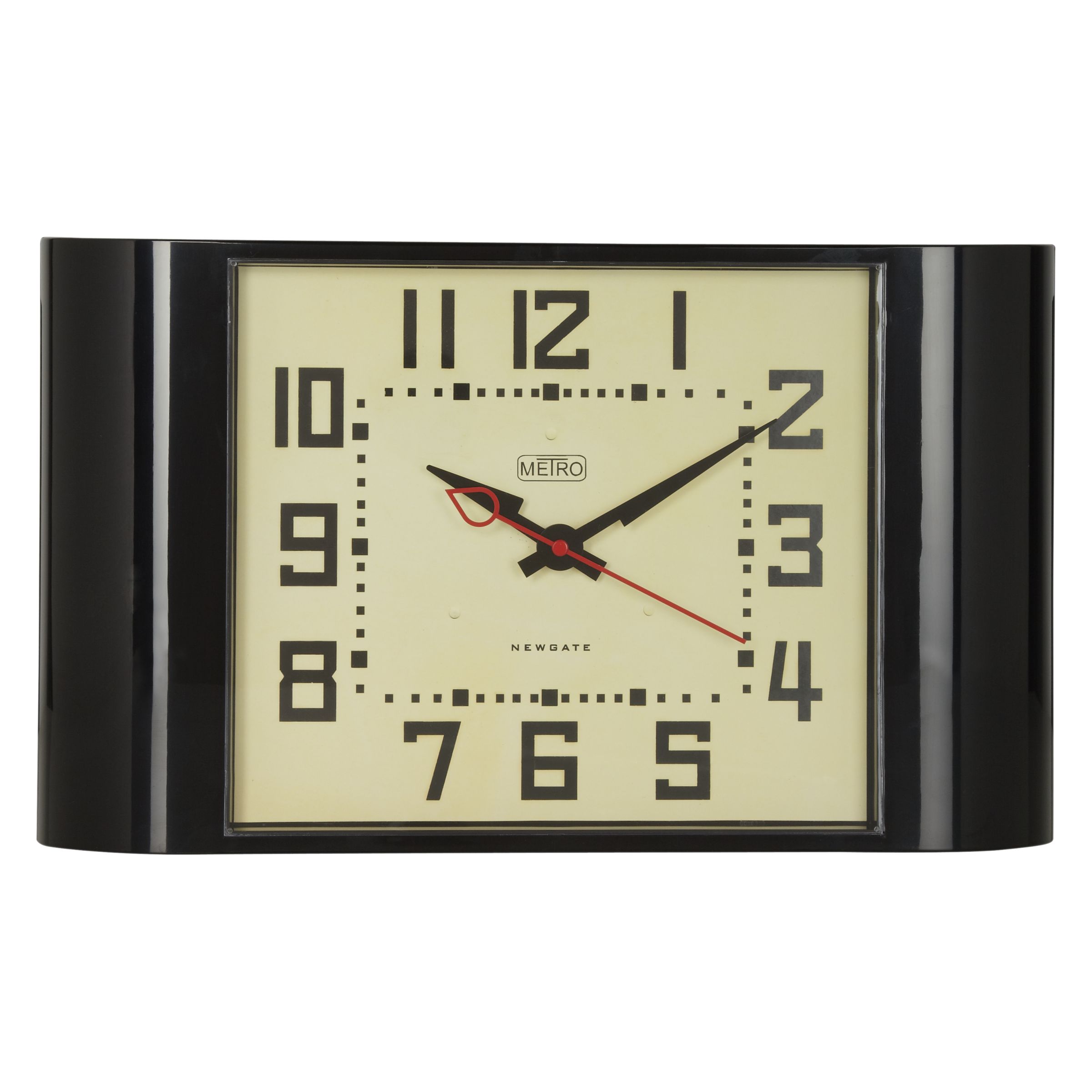 Metro Wall Clock, H26 x W45cm, Black