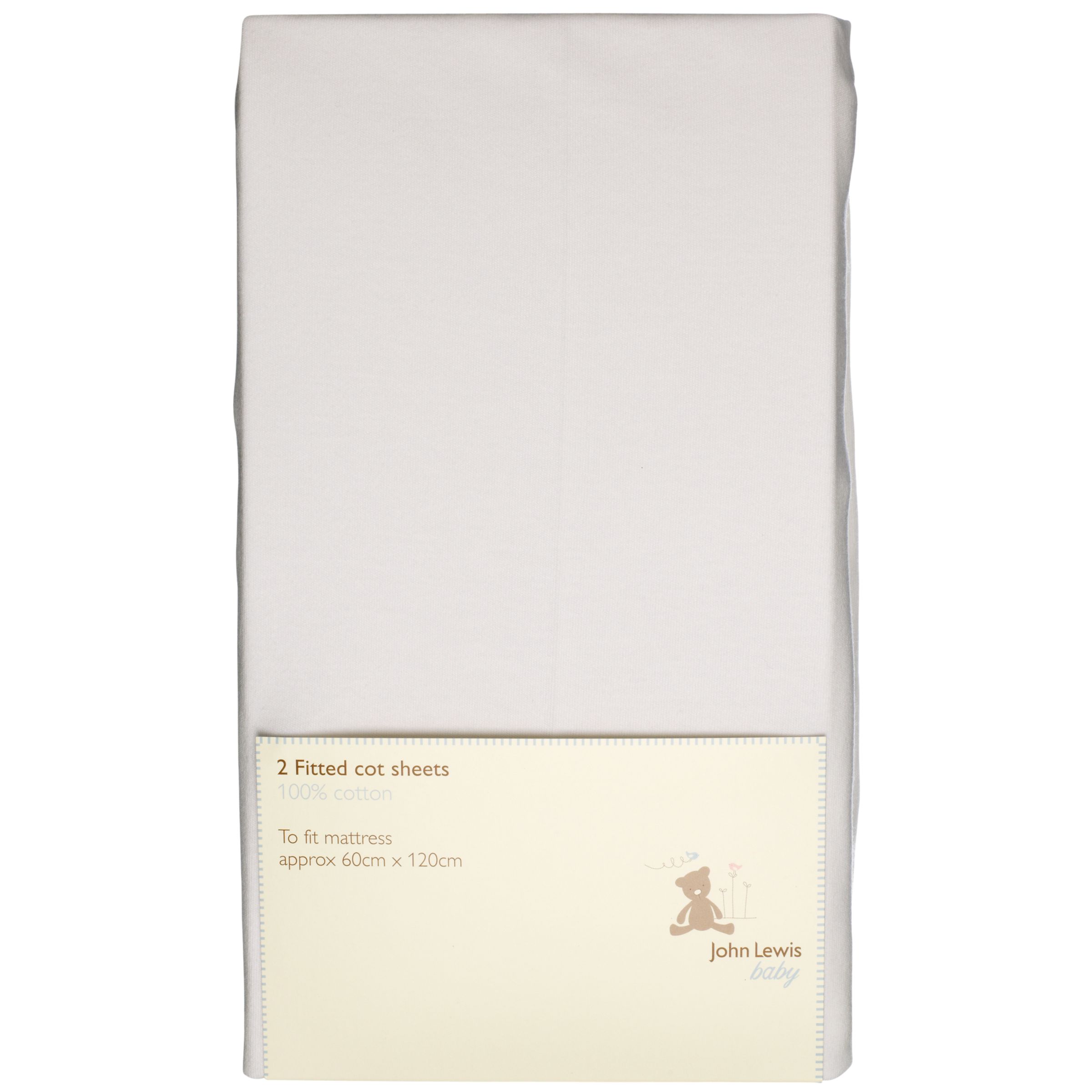 John Lewis Baby Fitted Cot Sheets, 120 x 60cm,