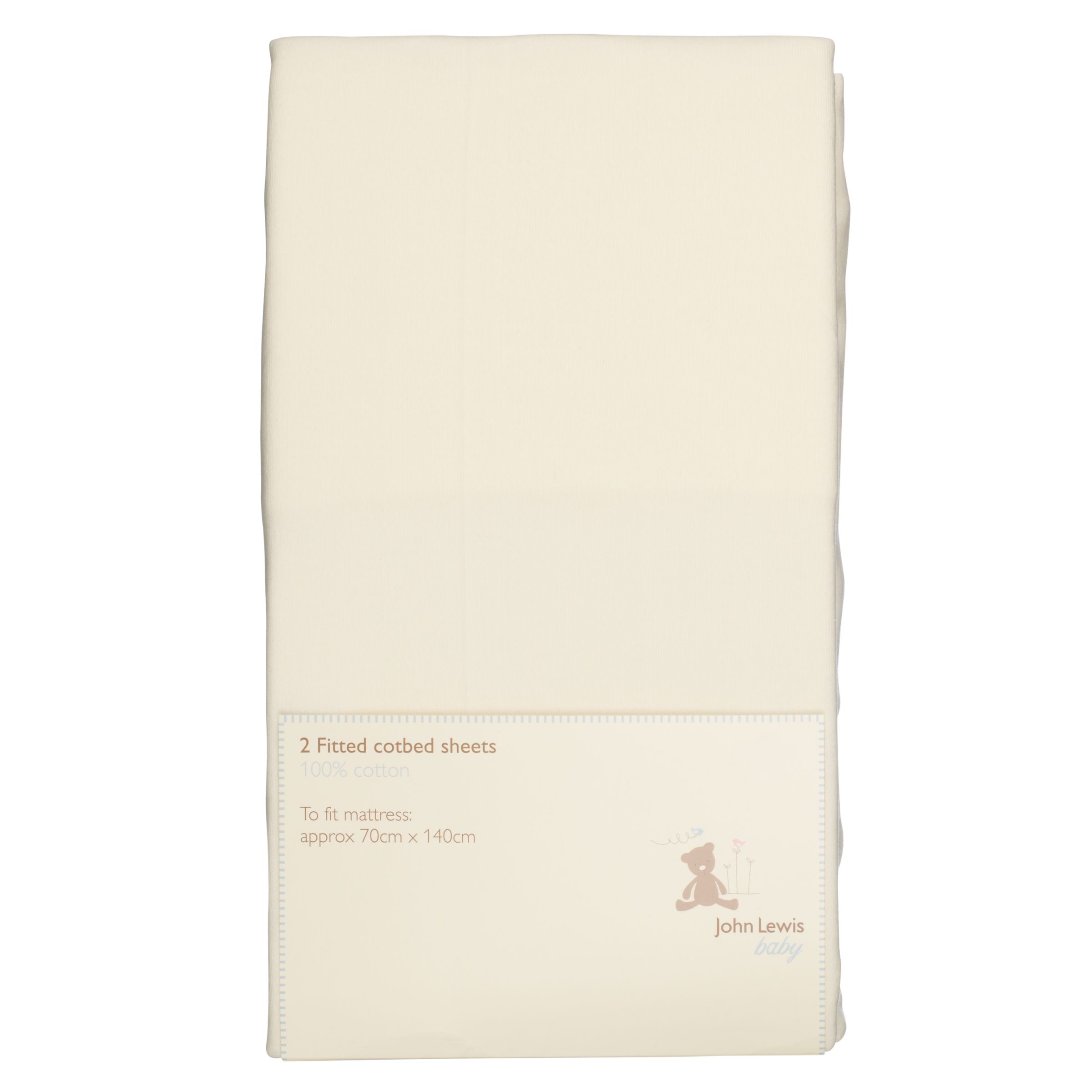 John Lewis Baby Fitted Cotbed Sheets, 70 x