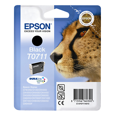 Epson T0711 Inkjet Printer Cartridge, Black