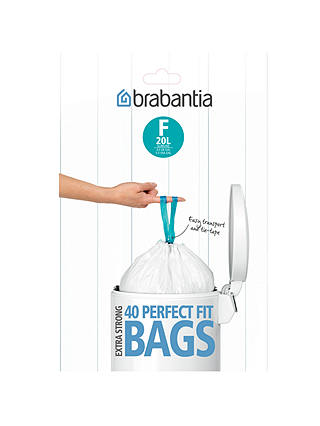 Brabantia PerfectFit Bin Liners, 20L - Size F, 40 Bags