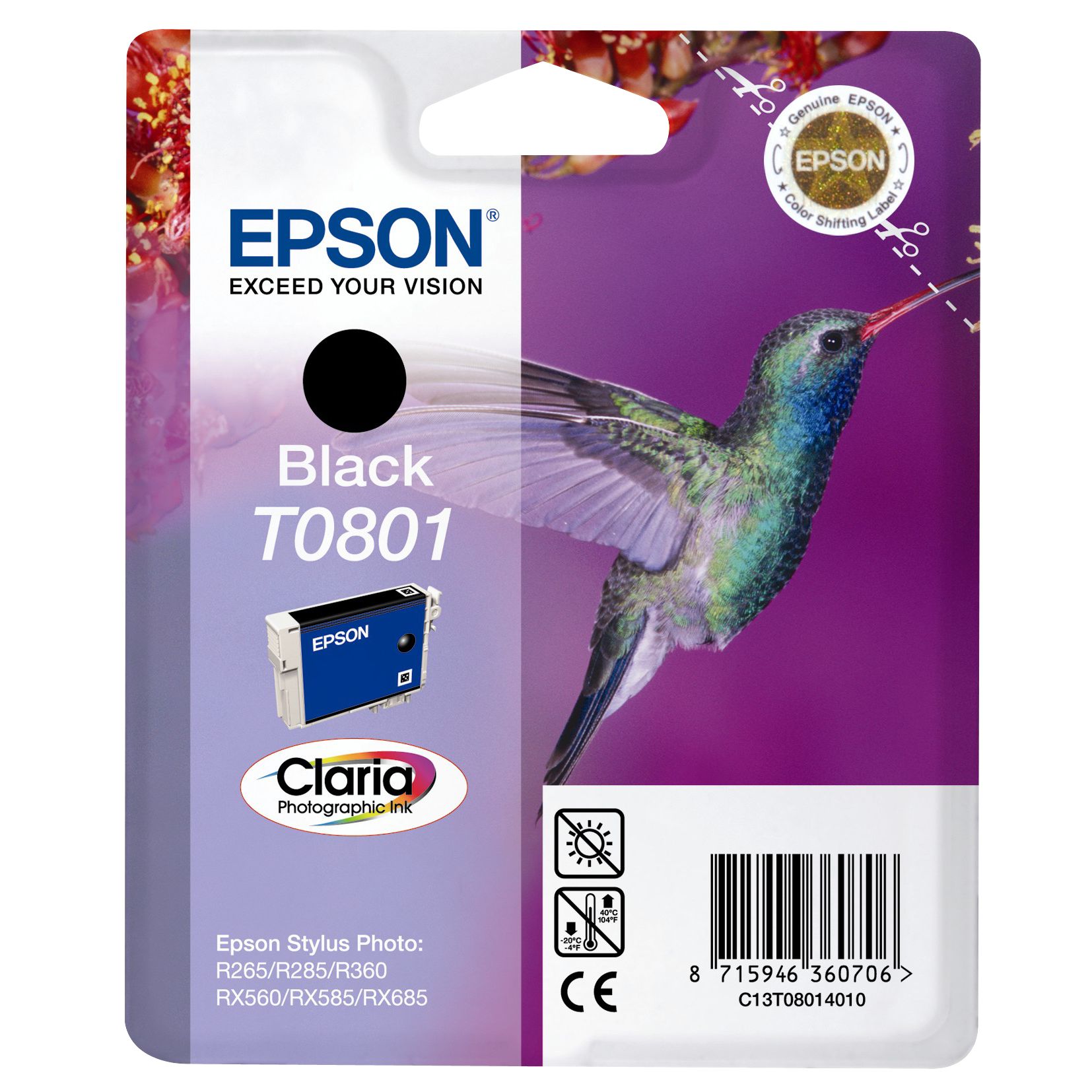 Epson Inkjet Cartridge, Black, T080140 230404060