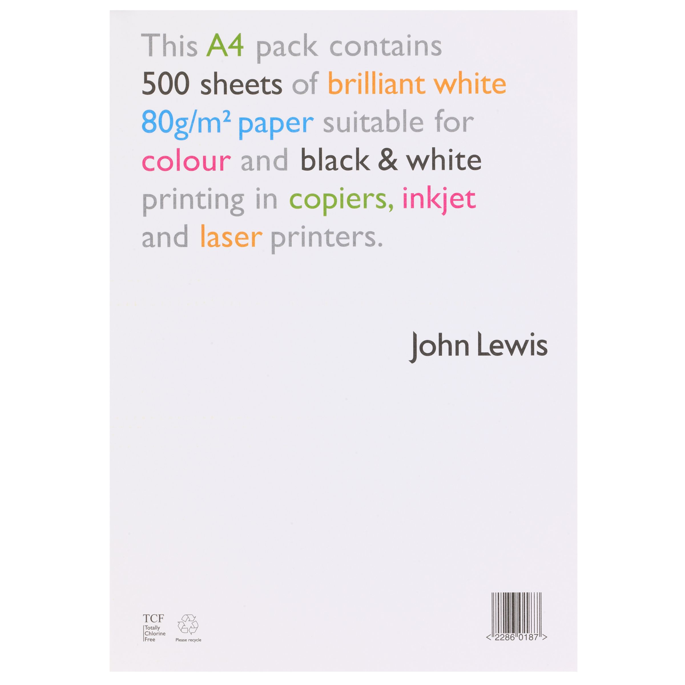 John Lewis Paper, A4, 500 Sheets 230419803