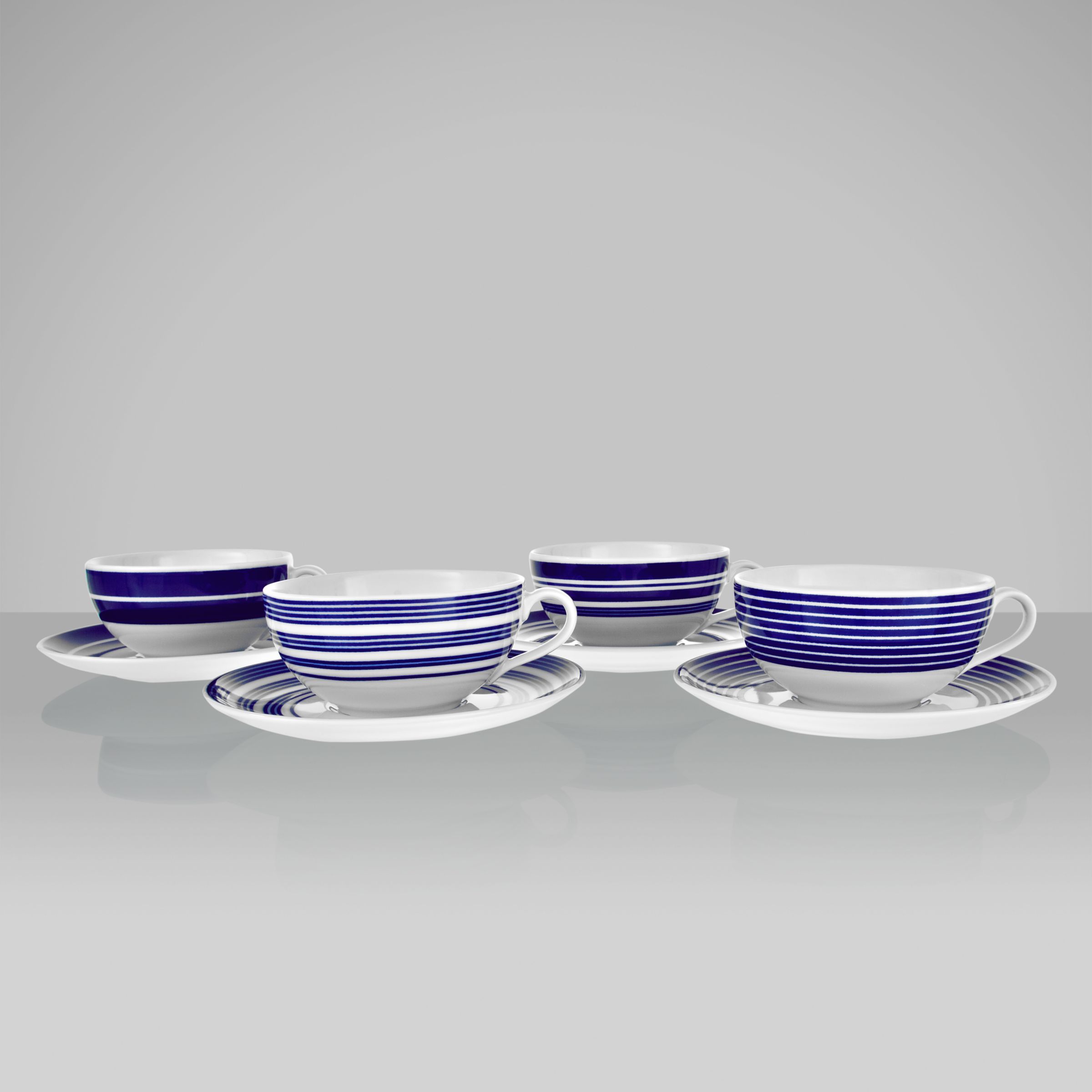 John Lewis Stripes Cups and Saucers, Set of 4