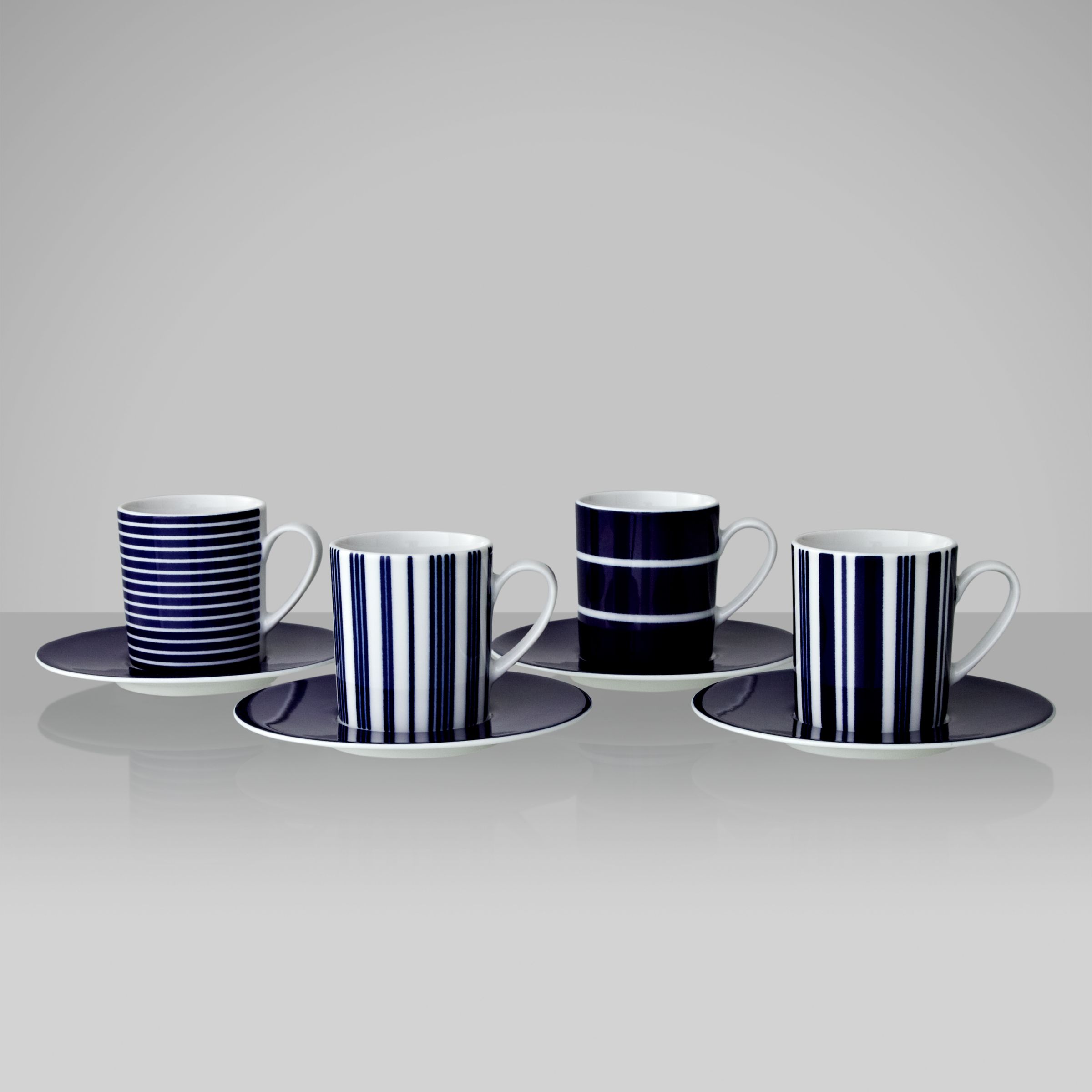 Stripes Coffee Cups and Saucers, Set