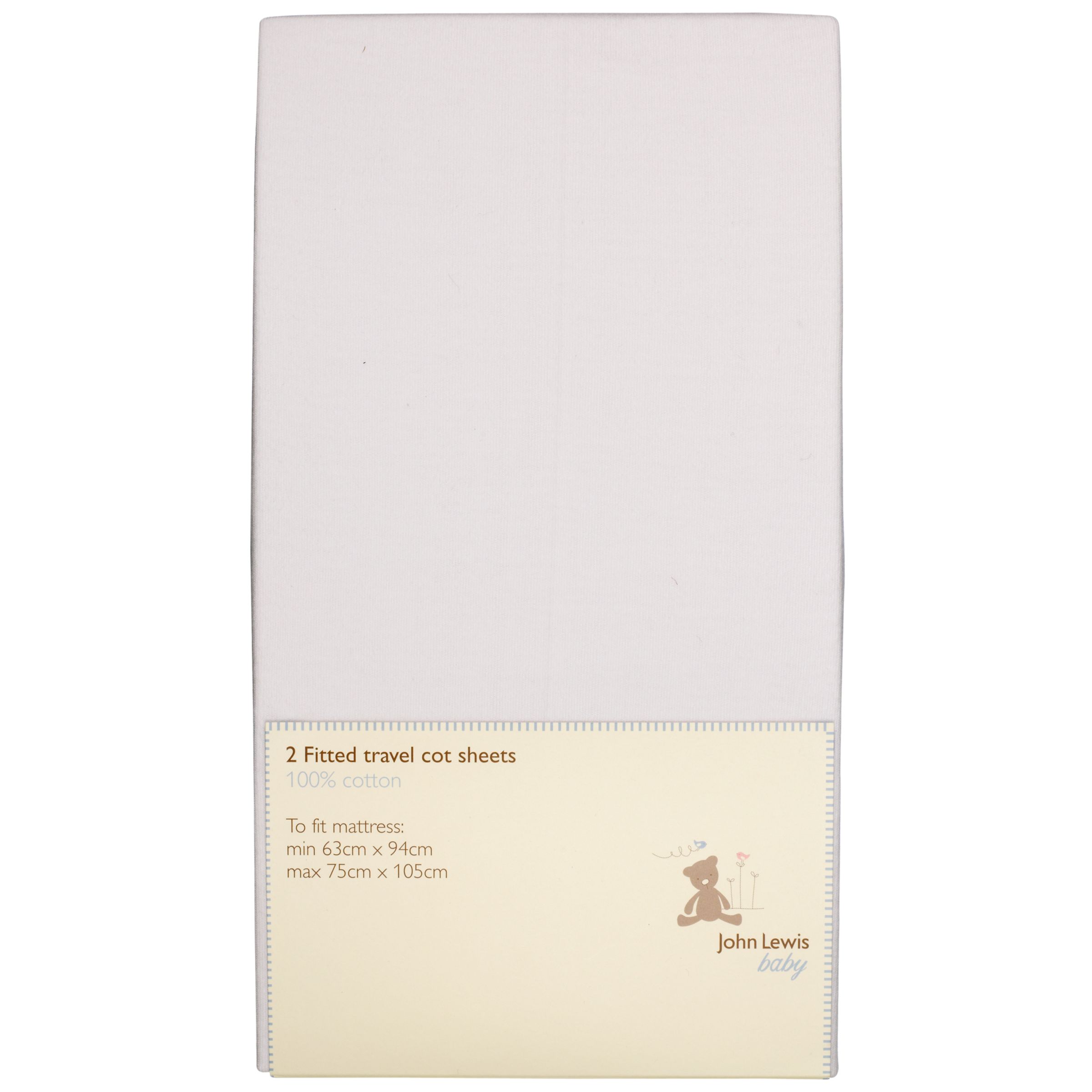 John Lewis Baby Fitted Travel Cot Sheets, 63-75