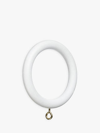 John Lewis Scratched White Wood Curtain Rings, Pack of 6, 35mm