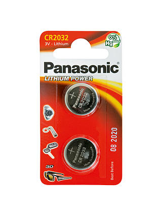 Panasonic 3V Lithium Coin Cell Battery, CR2032/2BP