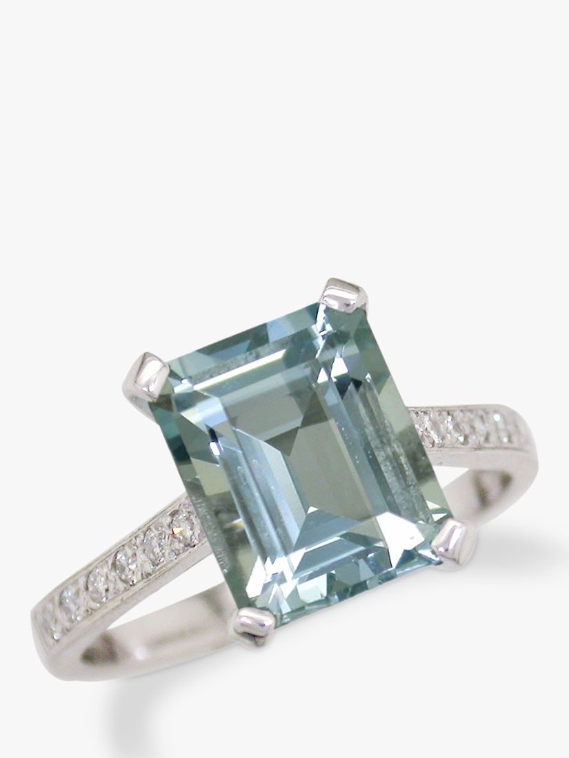 John Lewis 18ct White Gold, Aquamarine and Diamond Ring 52935