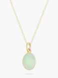 E.W Adams 9ct Yellow Gold Oval Pendant Necklace, Opal