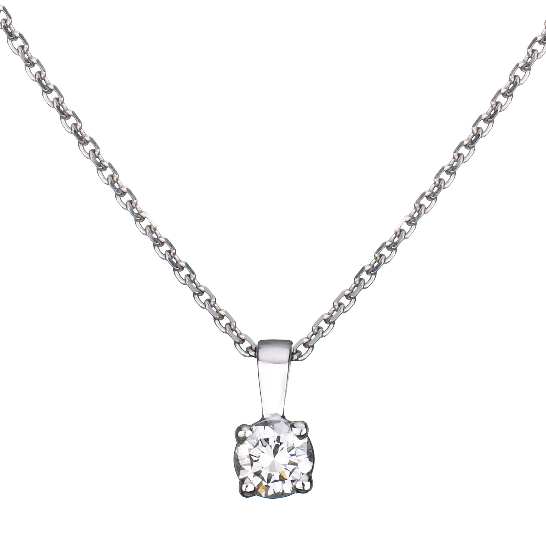 Buy EWA White Gold Brilliant Cut Diamond Pendant Necklace Online at ...