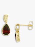 E.W Adams 9ct Yellow Gold Garnet Pear Drop Earrings, Gold/Red