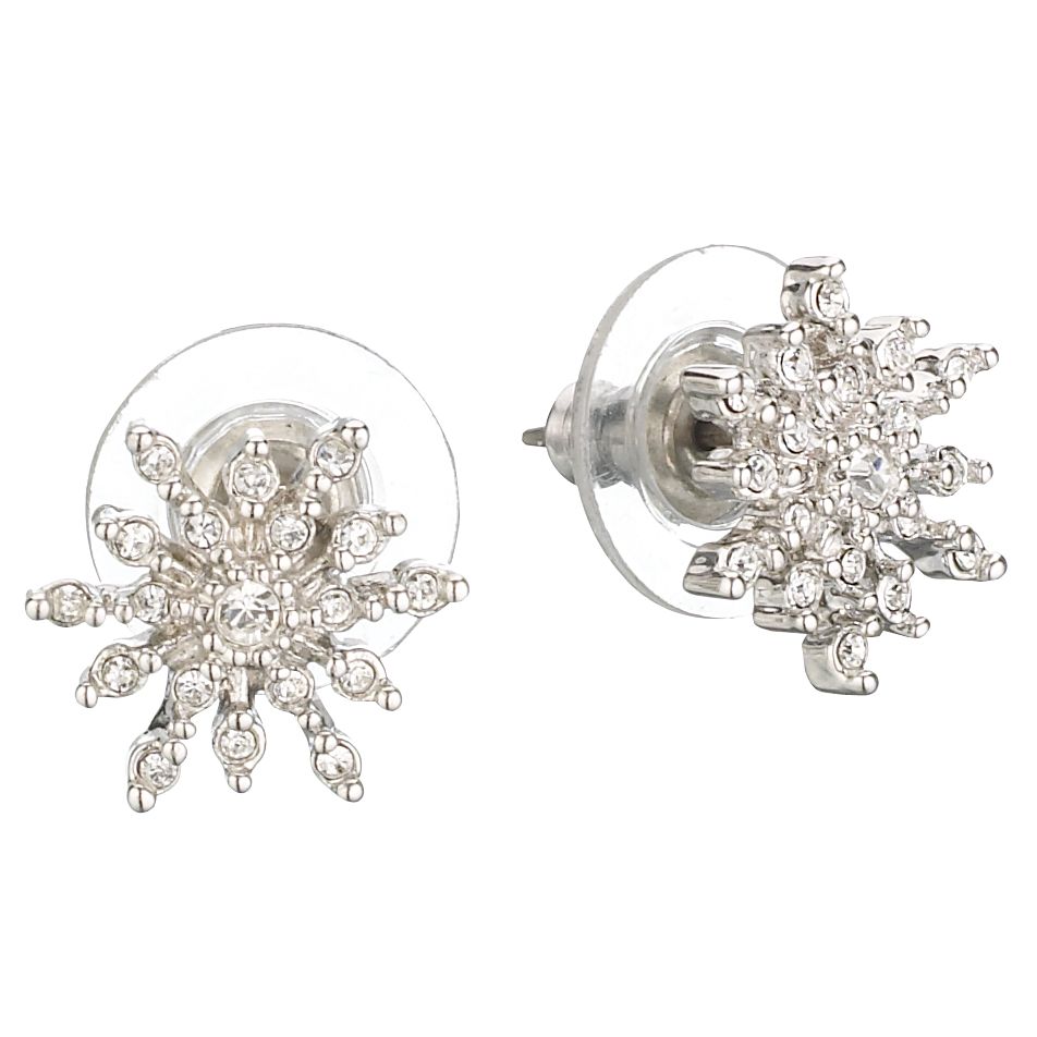 Cachet London Snowflake Crystal Earrings, Silver