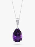 E.W Adams 9ct White Gold and Amethyst Pendant Necklace