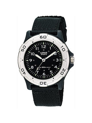 Lorus RRS61NX9 Boys' Sports Fabric Strap Watch, Black